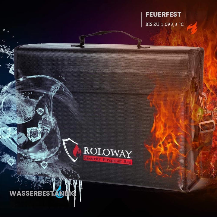 Grosse (43,2 x 30,5 x 14,7 cm) feuerfeste Tasche, feuerfeste Dokumententaschen, feuerfeste Geldtasch