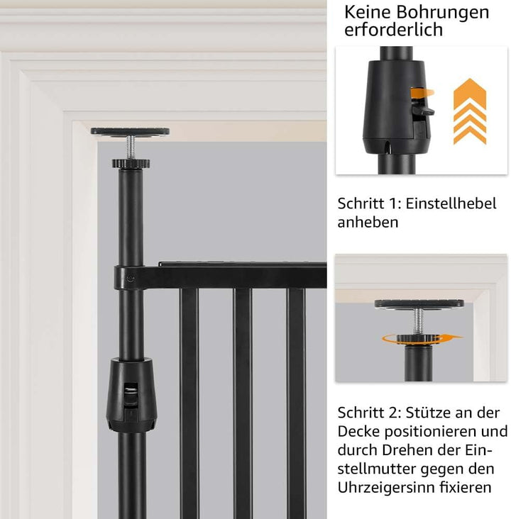unipaws 190 cm extra hohes Katzengitter Tür, verstellbares Haustiertor mit engem Spalt, 3 Stützstang