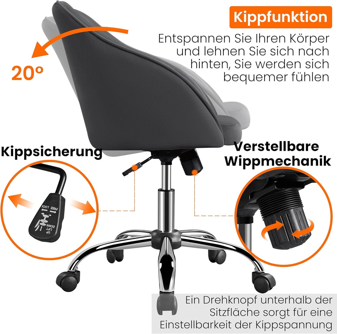 Yaheetech Bürostuhl 360 ° Drehstuhl Schreibtischstuhl höhenverstellbar Computerstuhl mit gepolsterte