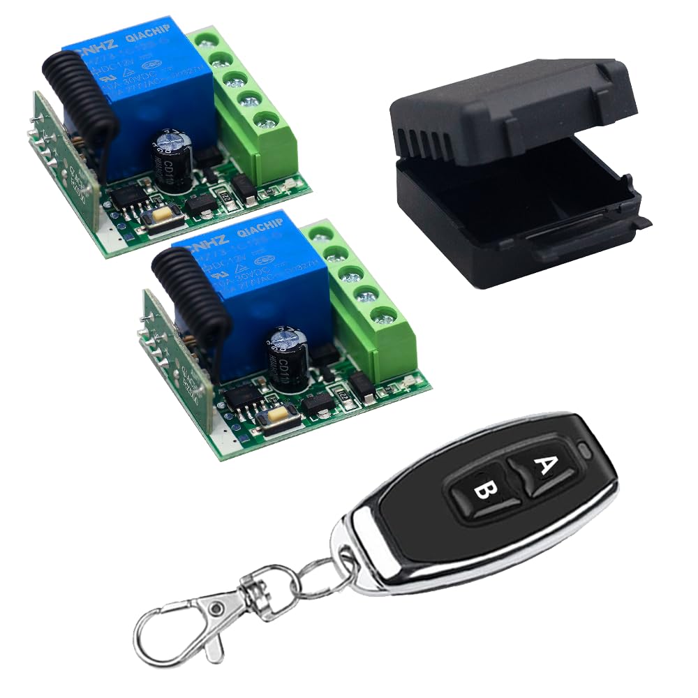 QIACHIP DC 12V Funkschalter mit Fernbedienung 433 mHz,Funk Relais 1 Kanal Momentan Toggle Latch Scha