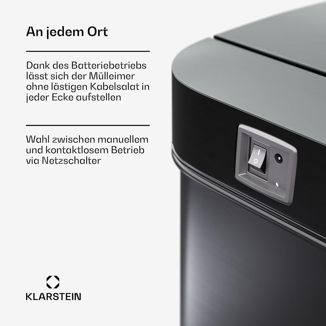 Klarstein Touchless Sensor-Mülleimer - 56L Küchen-Abfalleimer mit Bewegungssensor, 3-in-1-Mülleimer,