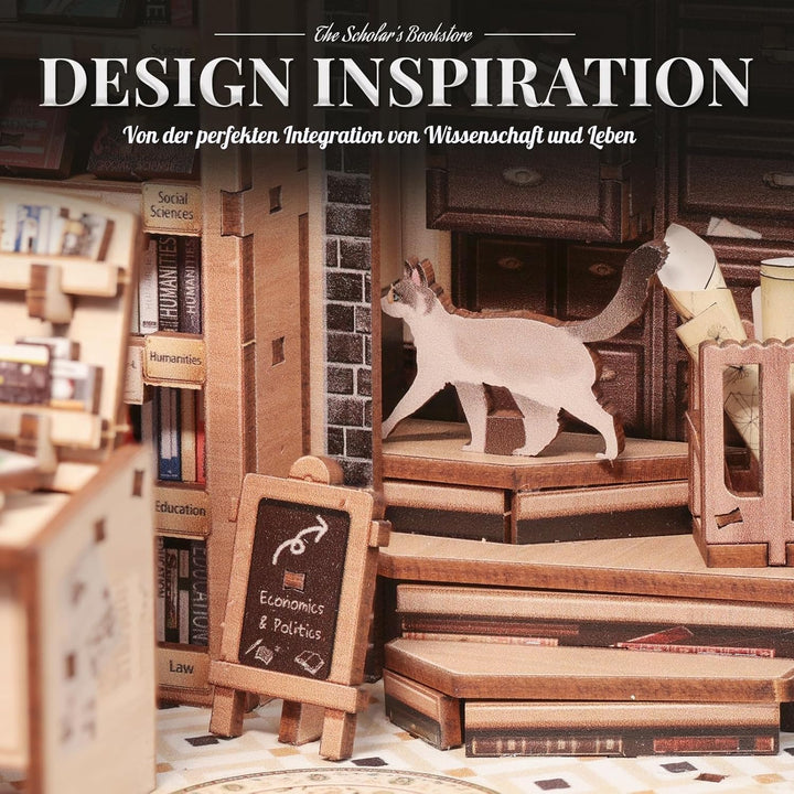 Cutefun Book Nook, DIY Miniatur Haus Kit für Erwachsene 3D Holzpuzzle Mini Booknook Bücherregal Mode