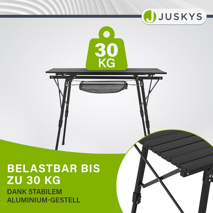 Juskys Campingtisch Picco - Aluminium Tisch 90 x 52 cm leicht, klappbar, höhenverstellbar - Camping,