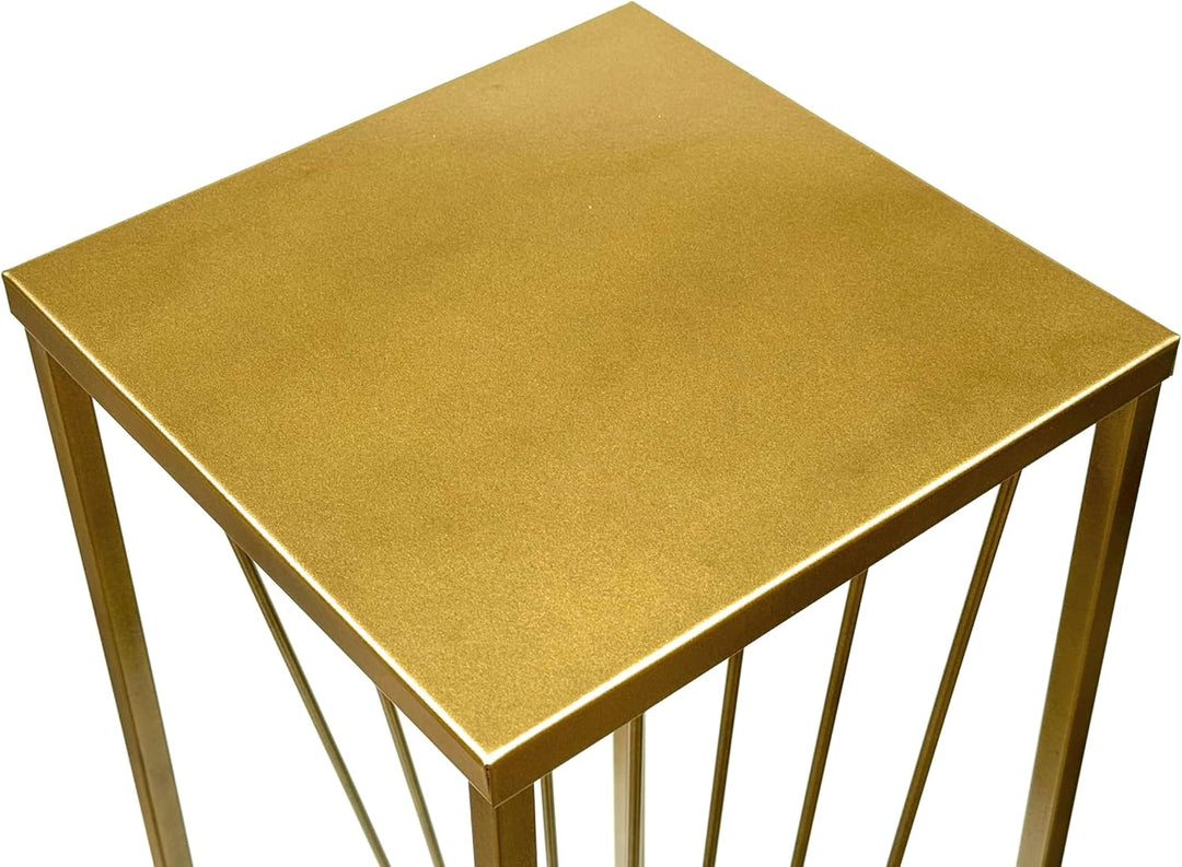 DanDiBo Blumenhocker Metall Gold Eckig 100 cm Blumenständer Beistelltisch 96567 Blumensäule Design M