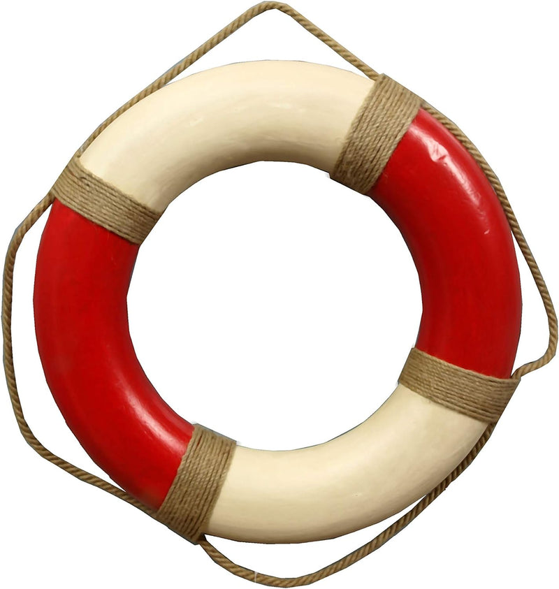 Antiker Rettungsring 50 CM Rot/Beige im Antik-Look