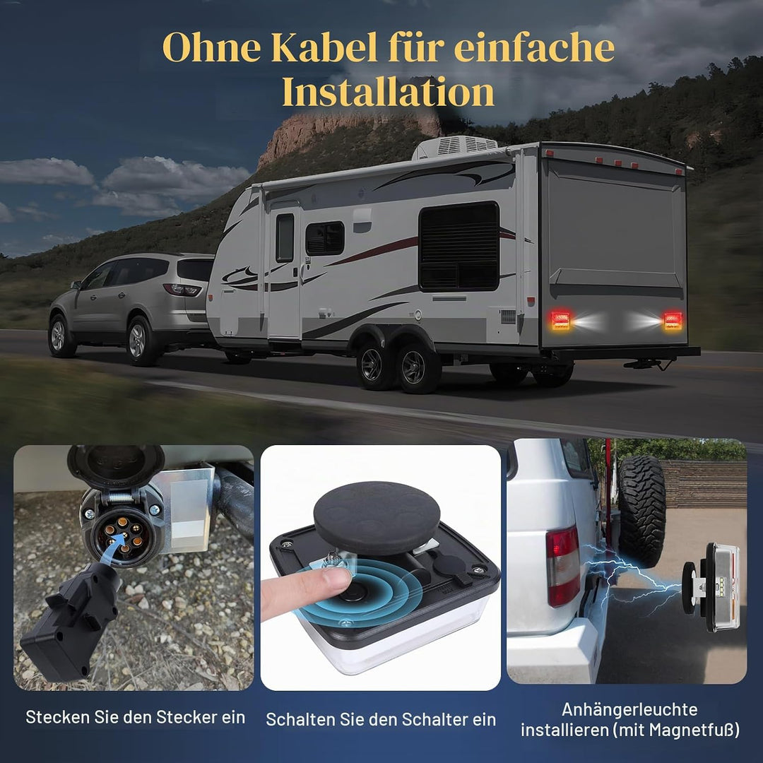 Qiping 2 x magnetische anhänger rückleuchten kabellos, funk rücklichter led mit magnet, wasserdicht,