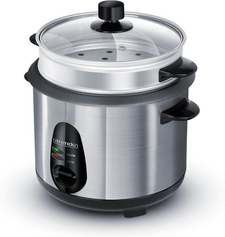Arendo - Edelstahl Dampfgarer Reiskocher - inkl. Dampfgarfunktion - 1,0l Kapazität - Warmhaltefunkti