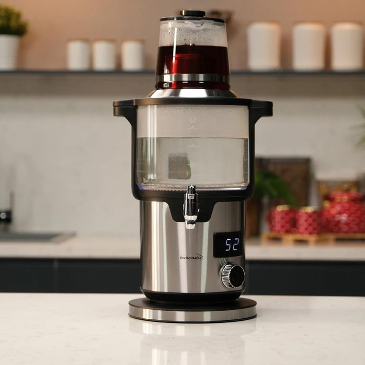 Aura Glas Samowar, 4,5L + 1,1L, 2000W, mit Temperaturregelung & Touch Display, Elektrischer Teekoche