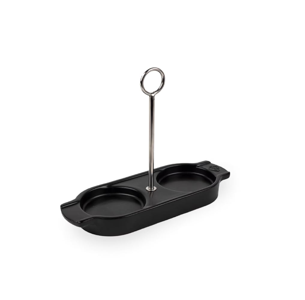 Menage für Pfeffer- & Salzmühlen, Keramik, Satinschwarz Schwarz 21.2 x 16 cm (With Handle), Schwarz