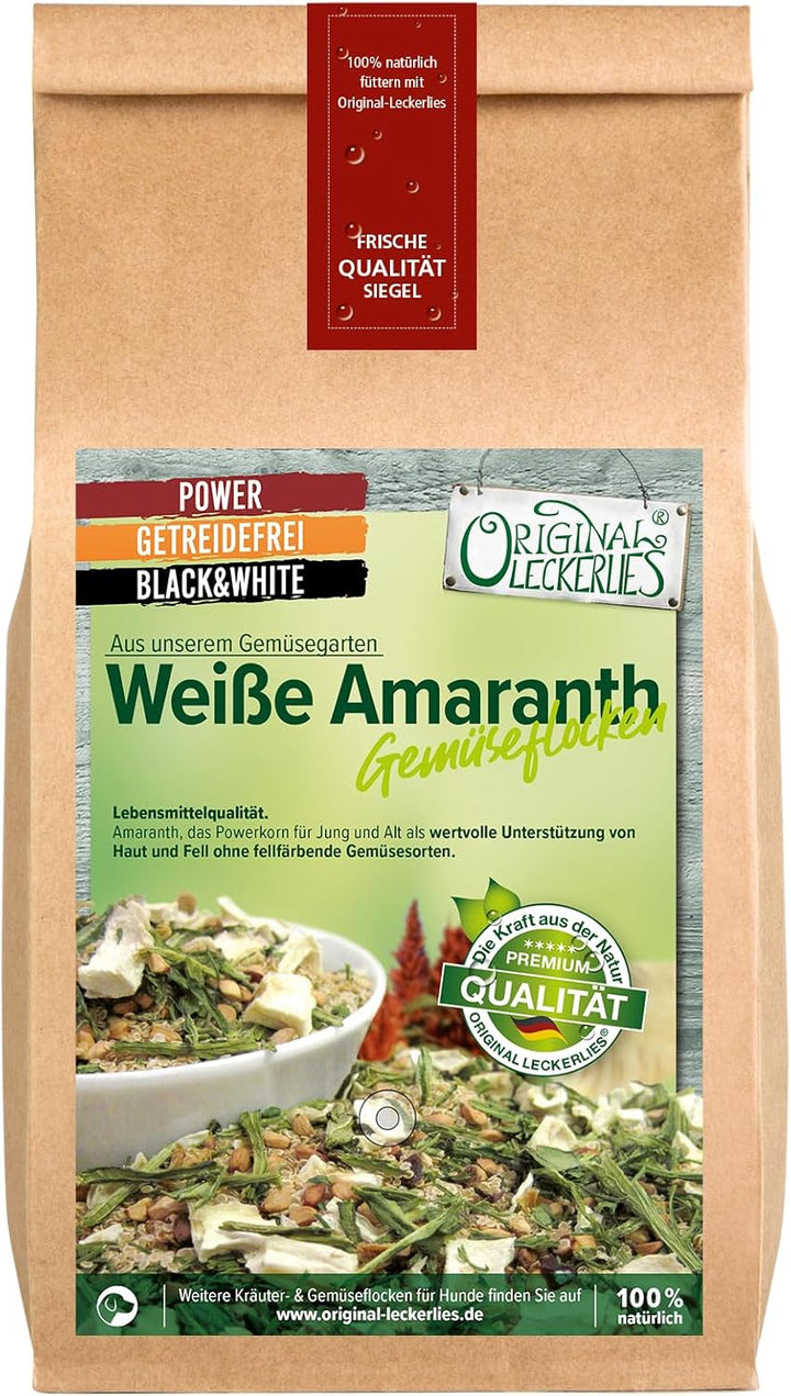 Original-Leckerlies: Black&amp;White weisse Amaranth-Gemüseflocken, 5 kg getreidefrei Gemüseflocken, Hun