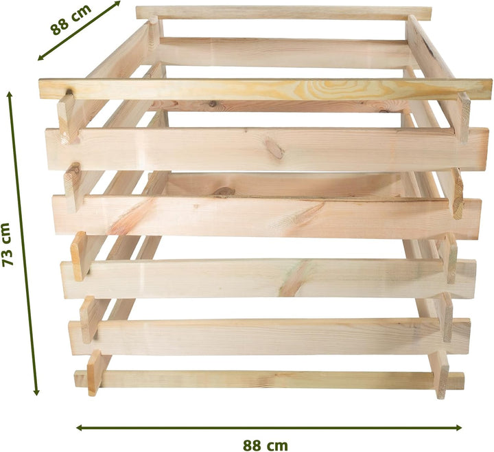 NATIV Komposter Garten, Holzkomposter Stecksystem, Gartenkomposter 88 x 88 x 73 cm, Komposter aus ze