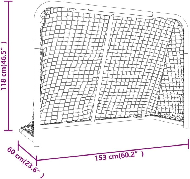 vidaXL Hockeytor mit Netz Hockey Tor Fussballtor Rot Weiss Stahl Polyester 153 x 60 x 118 cm, 153 x