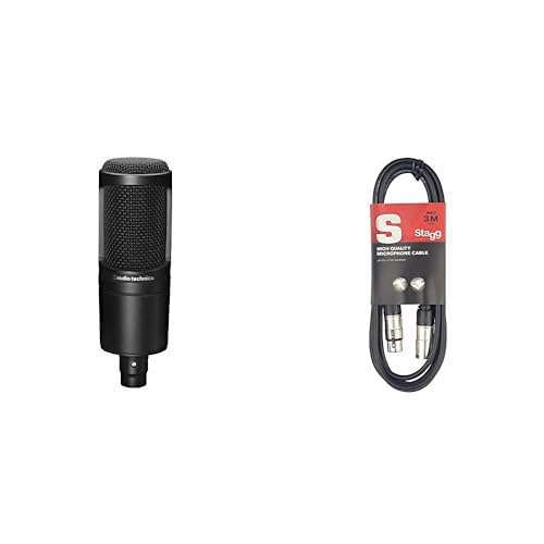 Audio-Technica Kondensatormikrofon mit Nieren-Richtcharakteristik &amp; Mikrofonkabel 3 Meter - 1x XLR M