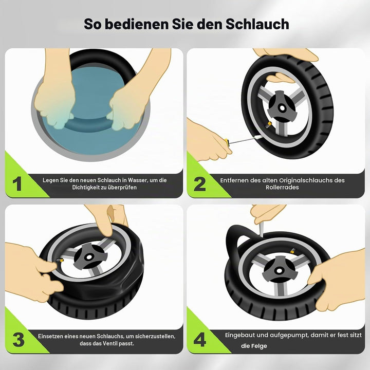 E Scooter Schlauch 10x2.50 mit Reifenmontierhebel, Haltbarem 60/70-6.5 Schlauch Verdickter für Nineb