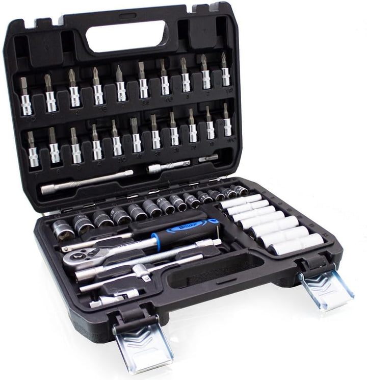 BITUXX® Werkzeugkoffer 53 tlg Werkzeug Knarrenkasten 1/4" Ratschenkasten Nusskasten Stecknuss Umfang