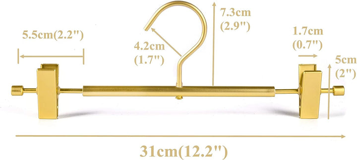Amber Home 20 Stück 31cm Matt Gold Eisen Kleiderbügel, Leichte Aluminum Metall Hosenbügel Aufhänger