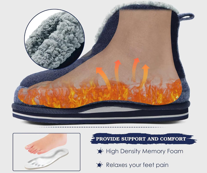 KuaiLu Hausschuhe Boots Herren Winter Filz Hausstiefel Warm Plüsch Flauschige Fell Hüttenschuhe Kusc