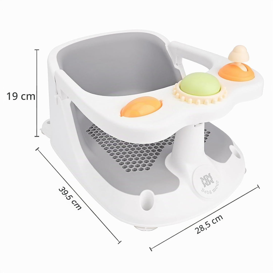 Bebamour Baby Badesitz 6 Monate+ Kind Badewanne rutschfest Baby Badesitz mit Spielzeug,Gray 1 Gray,