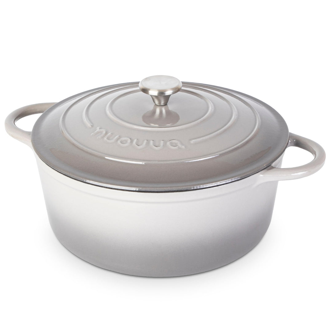 Gusseisen Dutch Oven mit Deckel – Emaille-Schmortopf mit Antihaft, Ofenfest – Grau, 6.9 Liter, 30 cm