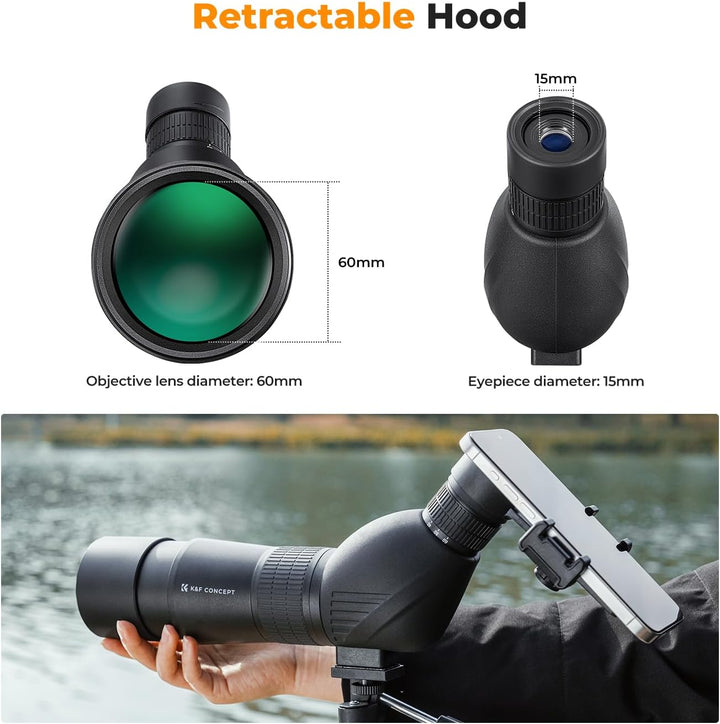 K&F Concept 20-60X60 Telescope Monokular Fernglas 45° Einstellbares Hi-Level-Zylinder-Fernglas zur V