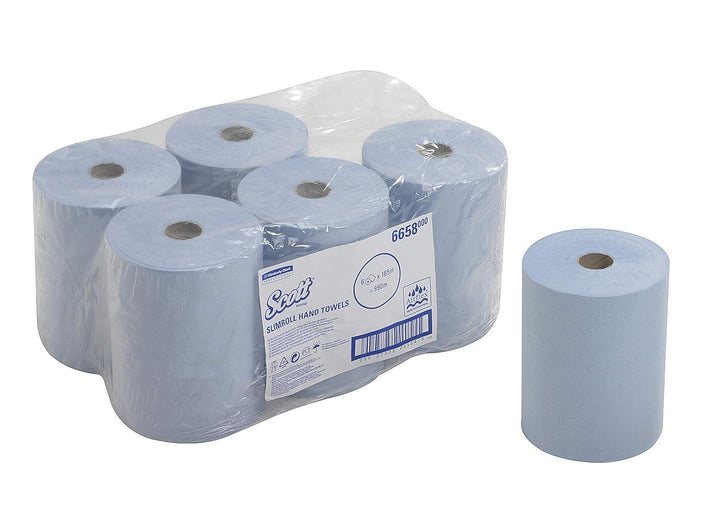 Scott 6658, Slimroll Handtücher, 1-lagig, Blau, 6 Rollen x 165 m, Gross 6x165m/ 990m blau, 6x165m/ 9
