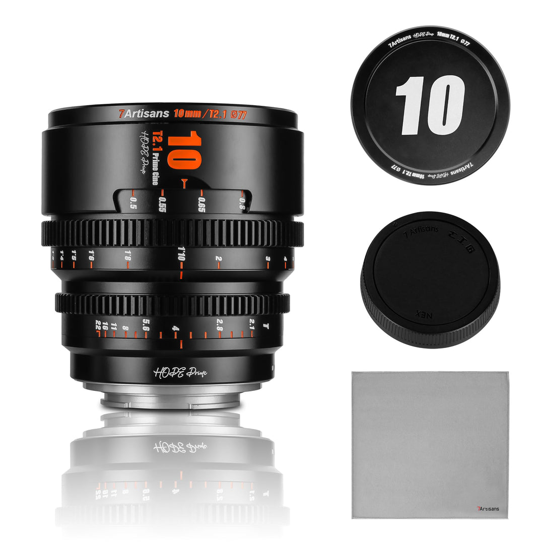 7artisans 10 mm T2.1 Cine-Objektiv, S35-Rahmen, kompatibel mit Sony E Mount-Mount (C-Rahmen), für So