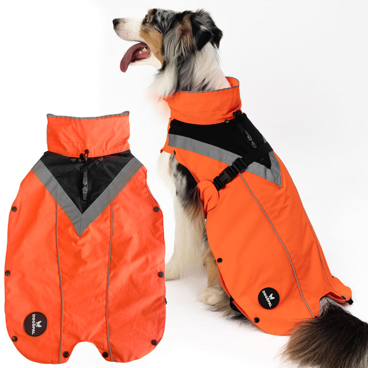 DOGOPAL 2in1 Allwetter-Hundemantel – Wasserdichter Hunderegenmantel mit herausnehmbarem Fleece – Reg