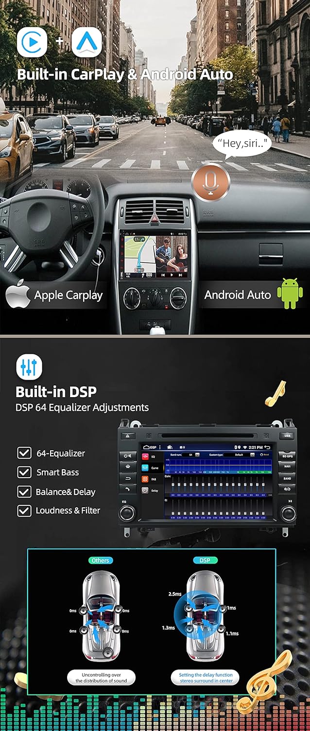 JOYX Android 10 Autoradio Passt für Benz Viano/Sprinter/Freightliner/W906 - [4G+64G] - [Eingebaut DS