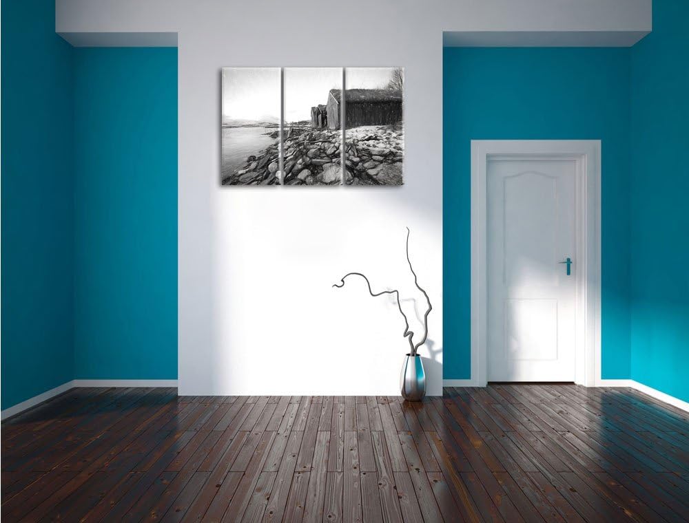 Pixxprint Küste der norwegischen See Tromso als Leinwandbild/Grösse: 3 Teilig (120x80) cm/Wandbild/K
