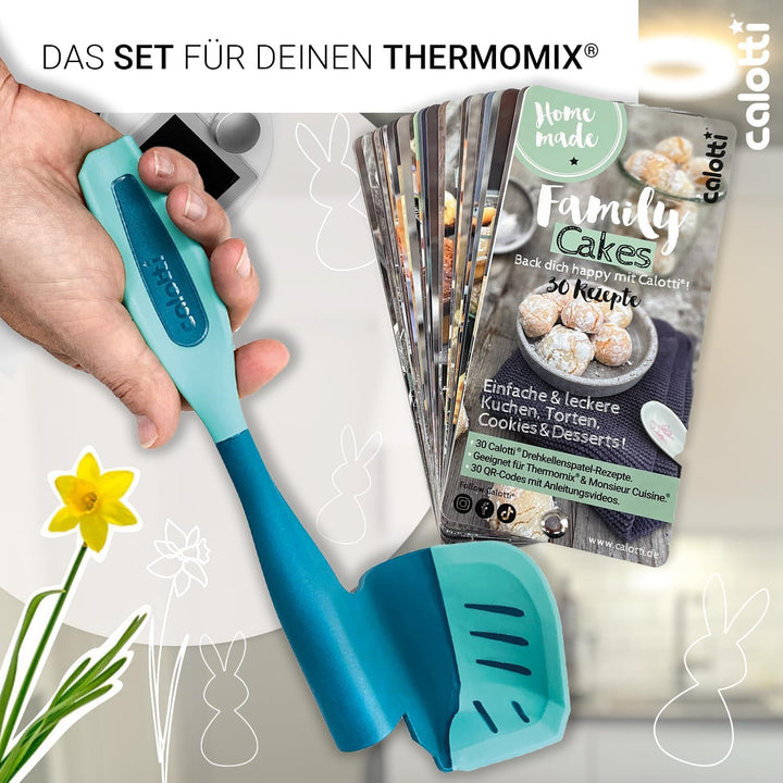 Calotti® Set – Backfächer „Family Cakes“ und Drehkellenspatel Silikon + für den Thermomix im Vorteil