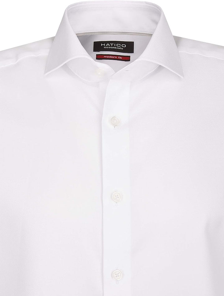 Hatico Modern Fit Hemd Langarm Haifischkragen Struktur weiss 45, 45