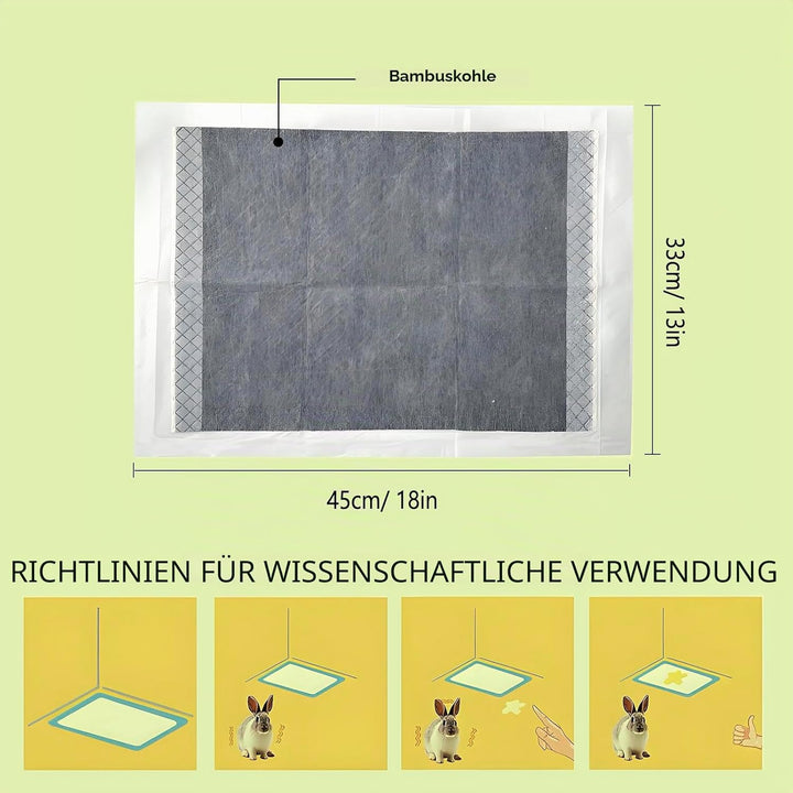 PIPI Matten für Kaninchen, Hygienematte für Meerschweinchen, 100 Stück Einweg-Käfigeinlagen mit Supe