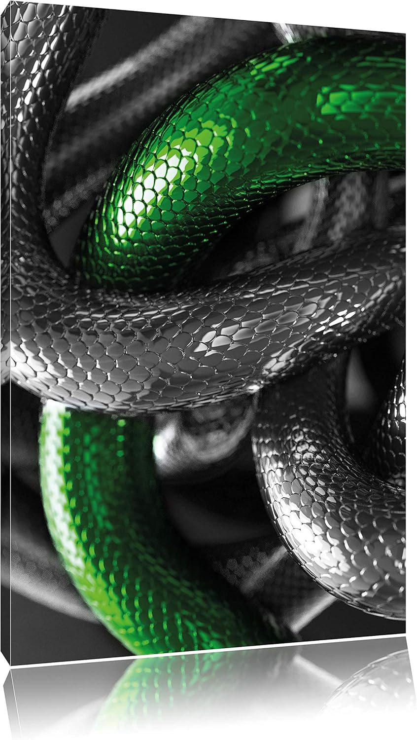 Pixxprint ineinander verschlungene Schlangen, Format: 80x120 auf hochkantiges Leinwand, XXL riesige