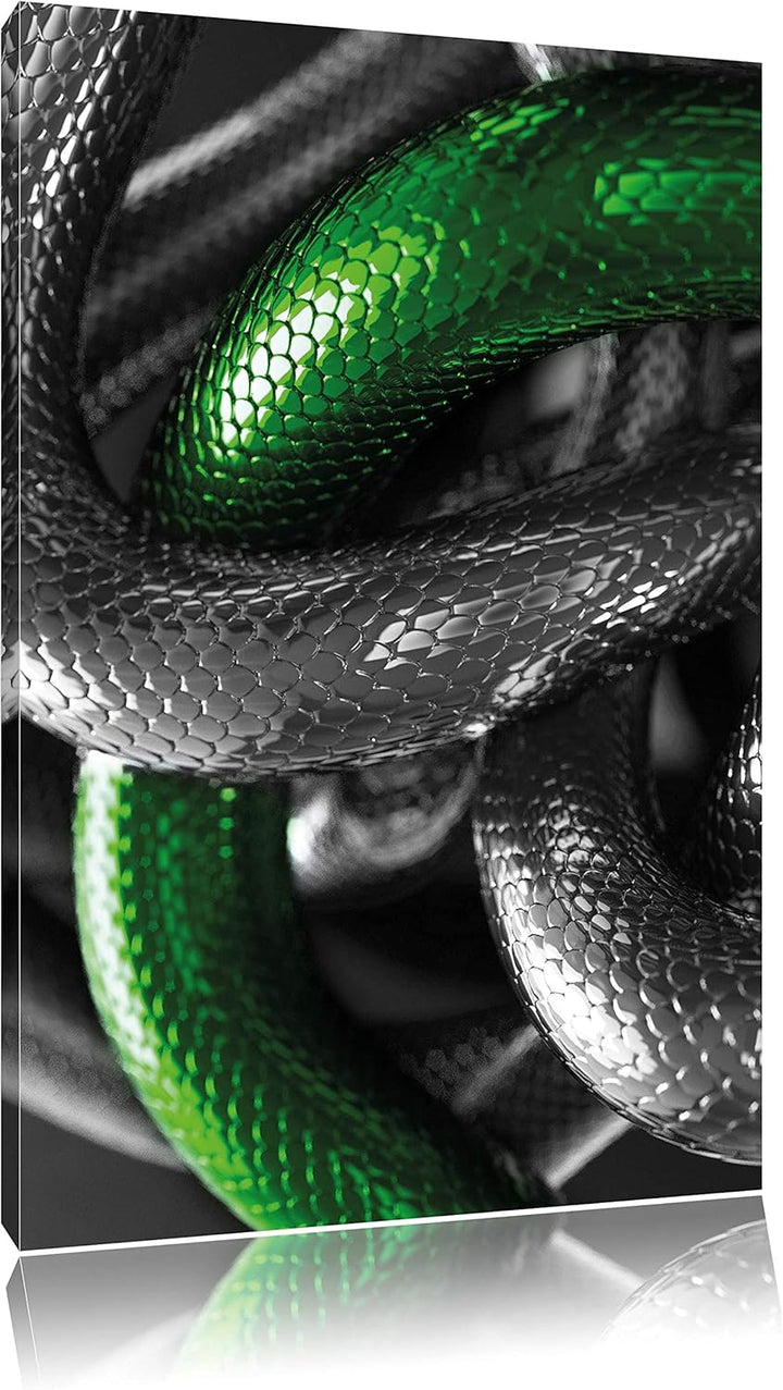 Pixxprint ineinander verschlungene Schlangen, Format: 80x120 auf hochkantiges Leinwand, XXL riesige