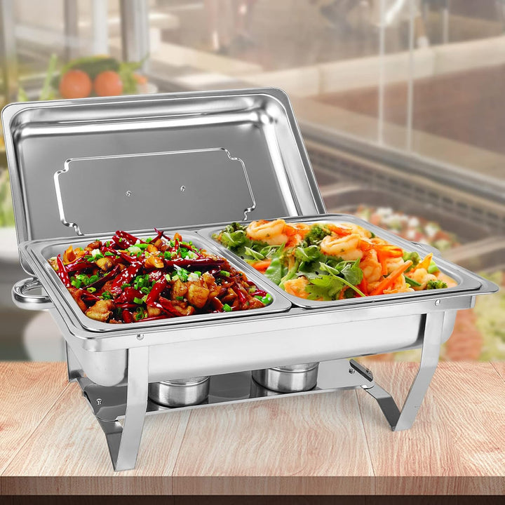 Youyijia 2PC 9L Edelstahl Warmhaltebehälter Buffetwärmer Warmhaltebehälter Speisenwärmer mit Faltbar