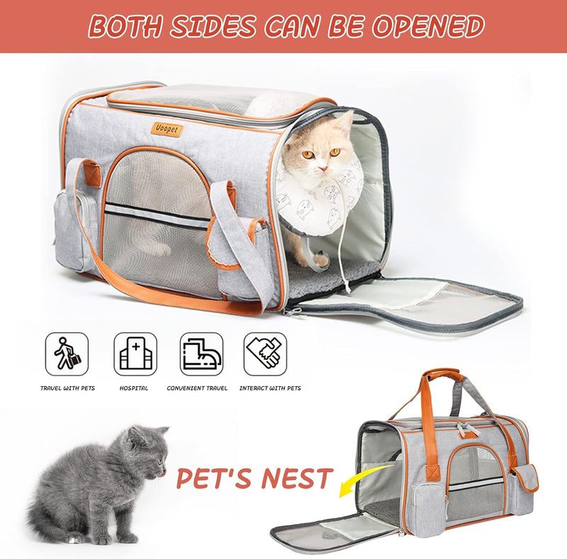 PETCUTE Transportbox Katze und Hunde,Katzentransportbox mit Abnehmbare Matte,Faltbare Atmungsaktiv K