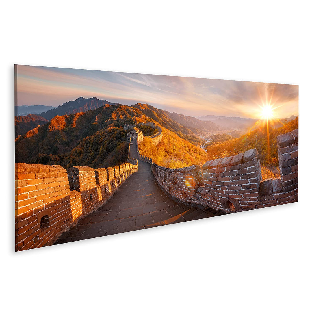 islandburner Bild auf Leinwand Chinesische Mauer China Herbst Bilder Wandbilder Poster Leinwand 120x