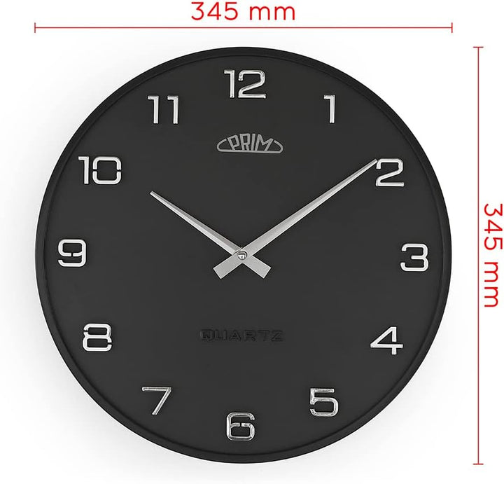 PRIM Design-Kunststoffuhr Bloom II – B, Moderne Wanduhr im Retro Style, Grau, gewölbtes Glas, luxuri