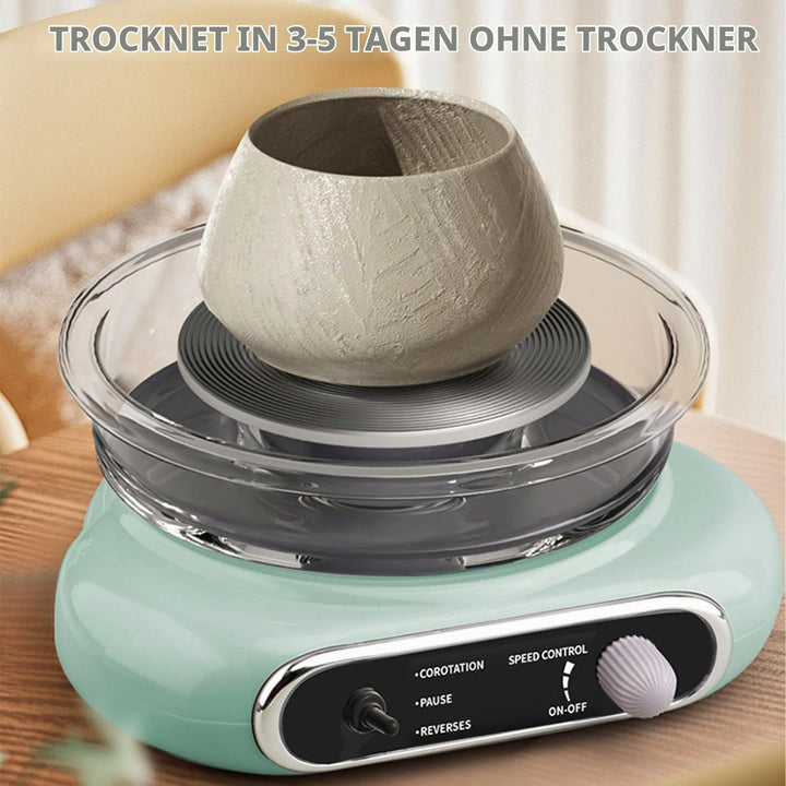 Mini-Töpferscheibe,200R/min Elektrisch Töpferscheiben,12cm Drehteller Tonmaschine mit 8 Stück Bildha