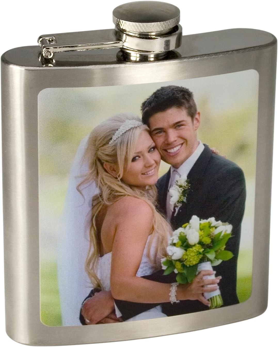 Contento | Personalisierter Flachmann mit Foto bedruckt | 6 oz Edelstahl | Persönlicher UV-Druck | G