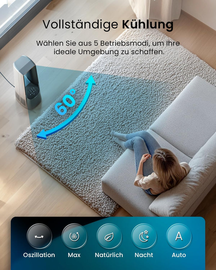 Pro Breeze 101cm rotorloser Ventilator - Ventilator oszillierend mit Fernbedienung, LED Display, 6 G