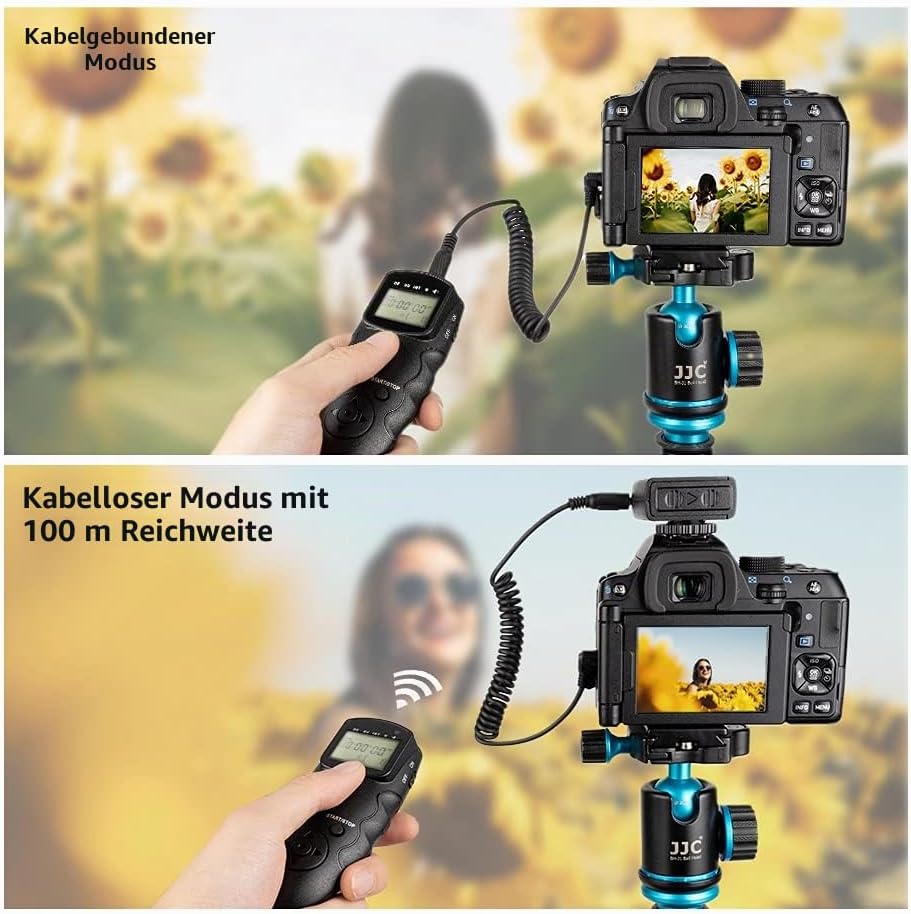 JJC Kabellose Fernbedienung, kabelgebundener Auslöser, Intervalometer, Timer, für Fujifilm Fuji X-T5