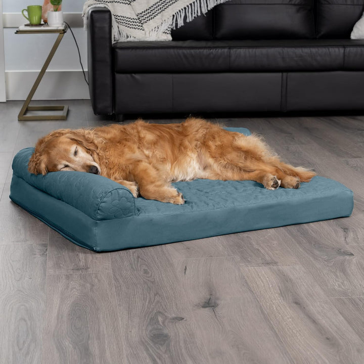 Furhaven Kühlendes Gel Hundebett für grosse Hunde mit abnehmbaren Nackenrollen und waschbarem Bezug,
