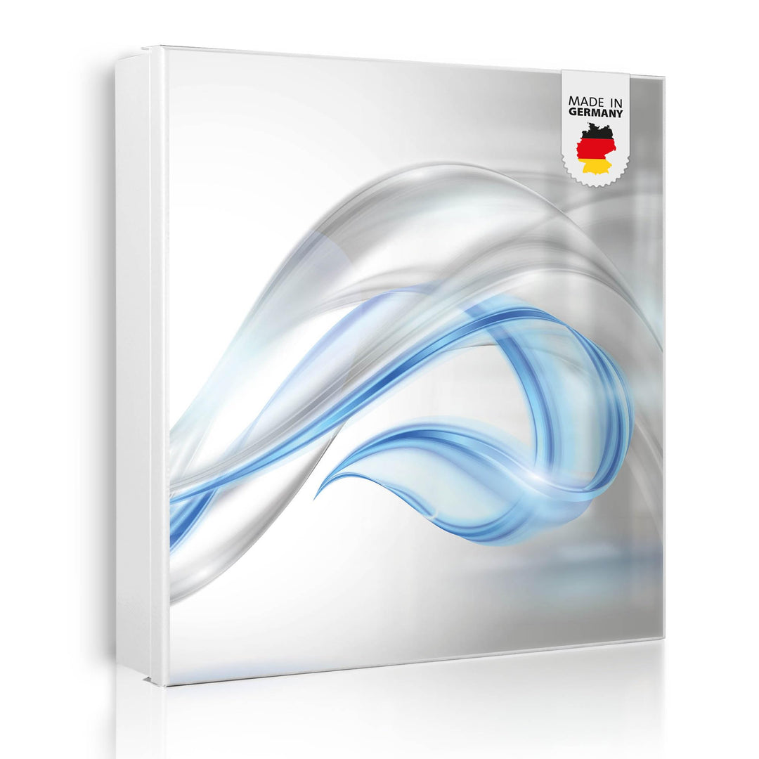 banjado® Grosser Schlüsselkasten Glas/Schlüsselbox 30cm x 30cm mit 50 Haken - Motiv Blauer Schleier/