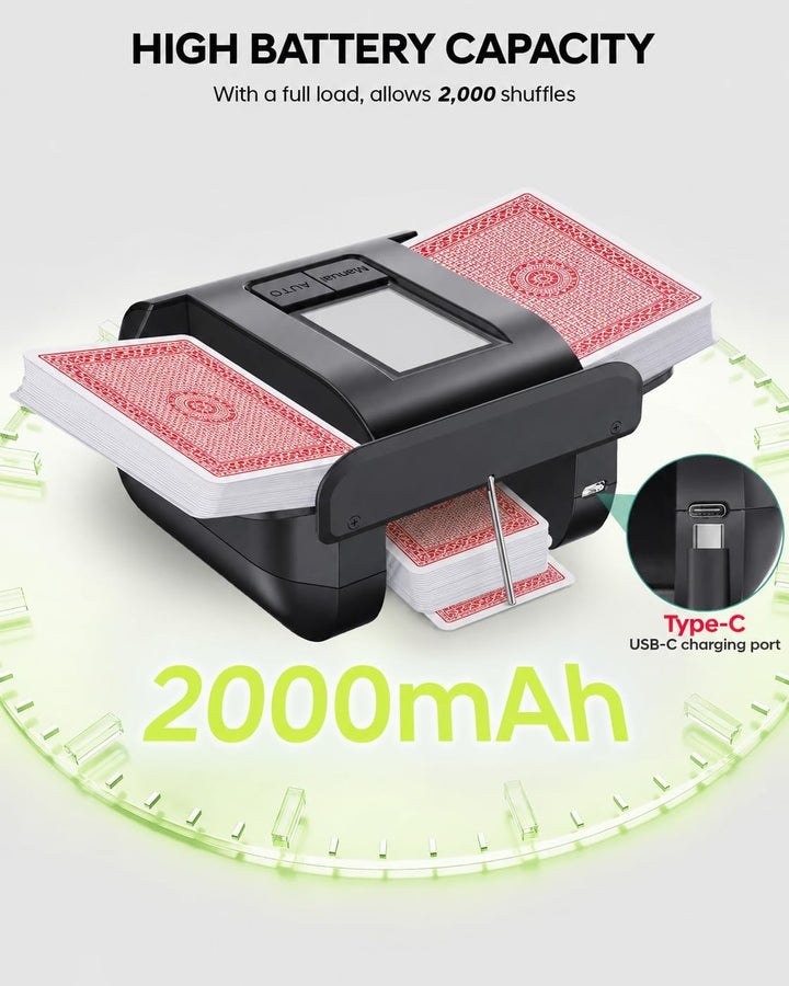 Kartenmischmaschine Elektrische Automatischer Kartenmischer für 1-2 Decks One-Press Auto & Manueller