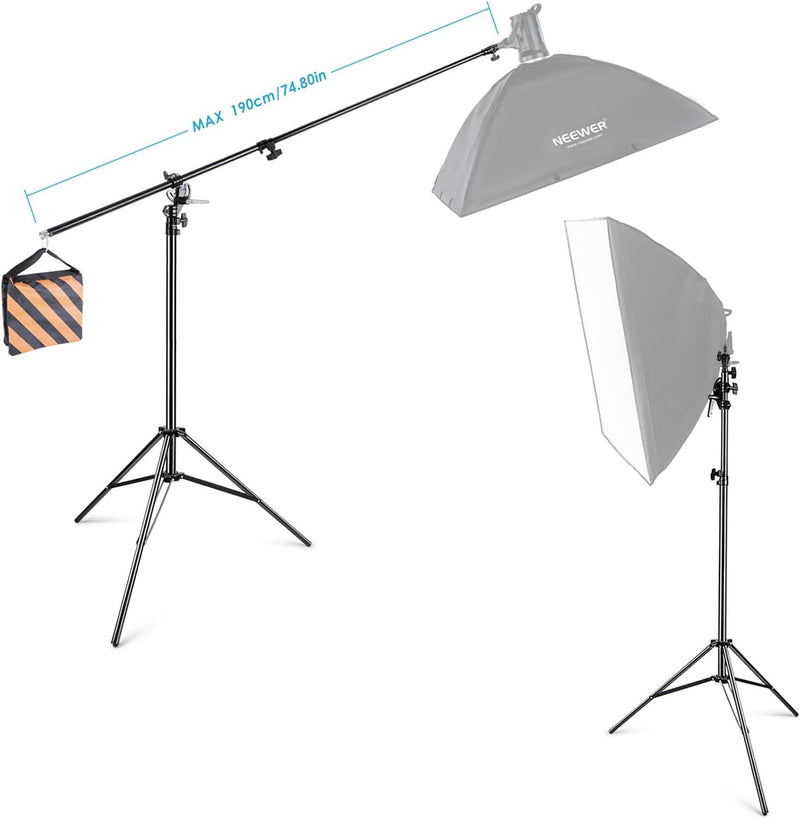Neewer® 10 Fuss / 305cm Zweiweg Stativ Ausleger Licht-Stand mit Sandsack für Studio Fotografie Video