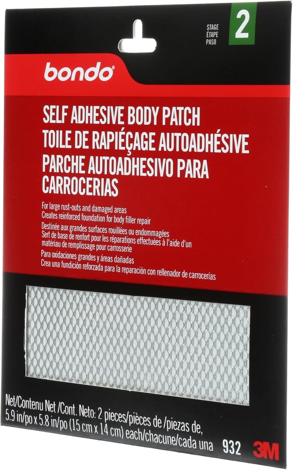 Bondo Body Patch Selbstklebend für grosse Rost und beschädigte Stellen, 2 Patches, 15,0 x 14,7 cm, 2