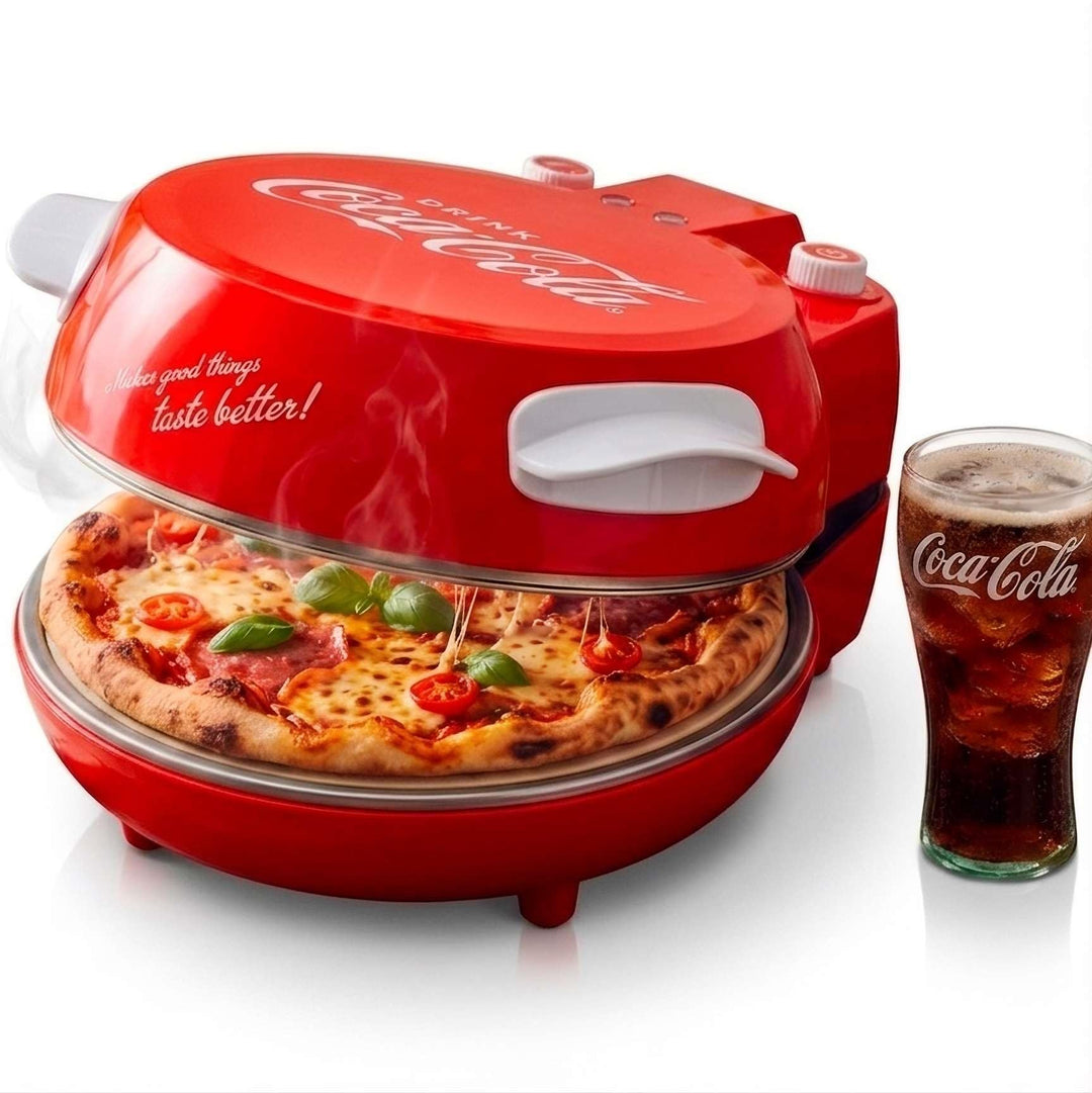 Salco Coca-Cola Pizzamaker – Perfekte Pizza in 3-5 Minuten | 30 cm Cordierit-Pizzaplatte | 400°C var