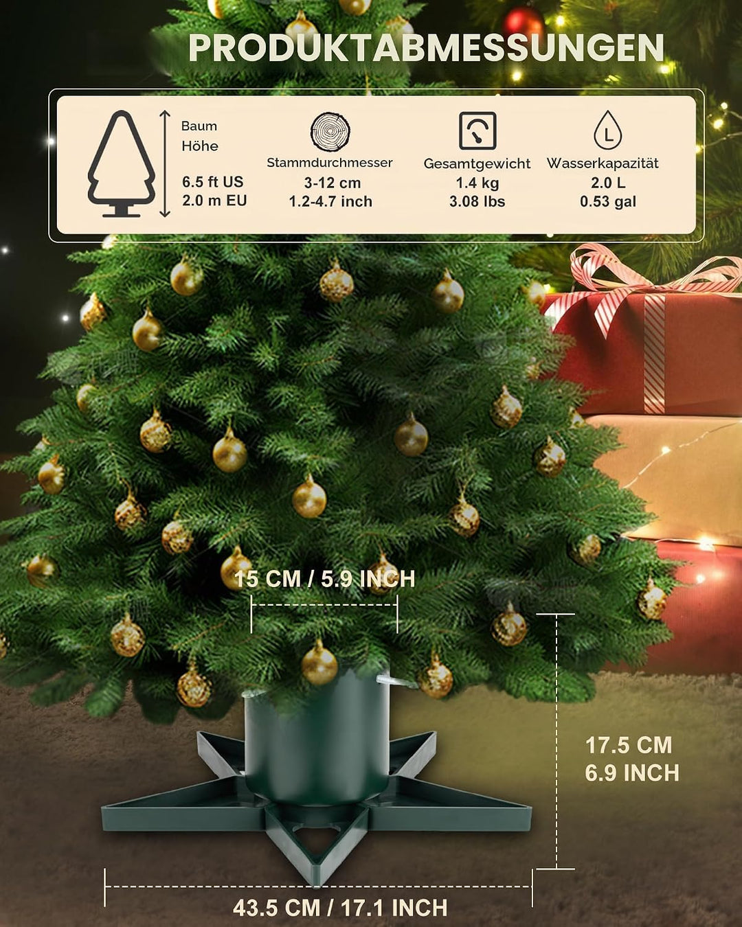 PUDO Christbaumständer Weihnachtsbaumständer Tannenbaumständer mit Wassertank: Baumständer Weihnacht