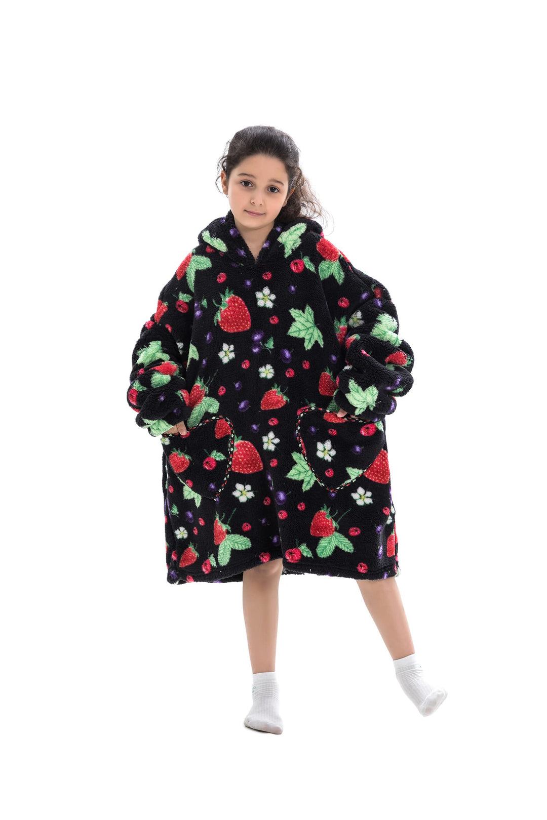 Pterygoid Kapuzenpullover Mädchen, Übergrosse Hoodie Decke Kinder mit Kapuze und Tasche Jungen, Flee